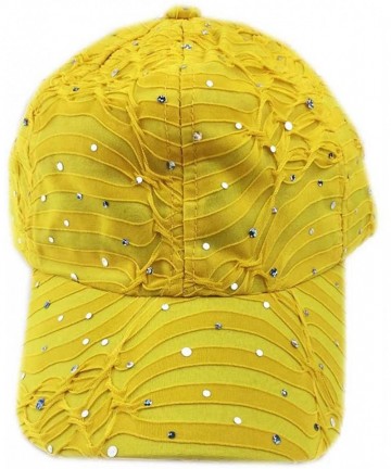 Baseball Caps Rhinestone Glitter Sequin Baseball Cap Hat Adjustable - Yellow - CO17YREWX43 $20.44