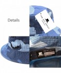 Bucket Hats Unisex 100% Cotton Packable Summer Travel Bucket Beach Sun Hat - Blue Camo - C518CZRCQHN $14.94