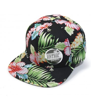 Baseball Caps Premium Floral Hawaiian Cotton Twill Adjustable Snapback Hats Baseball Caps (Varied Colors) (Hawaiian Flat) - C...