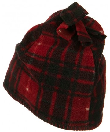 Skullies & Beanies Plaid Design Winter Fleece Hat - Red W15S39A - CV1108HS98H $18.27