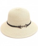 Fedoras Women's Summer Straw Sun Beach Fedora Hat with Band - Anchor-beige - CH18D46KHG7 $15.85