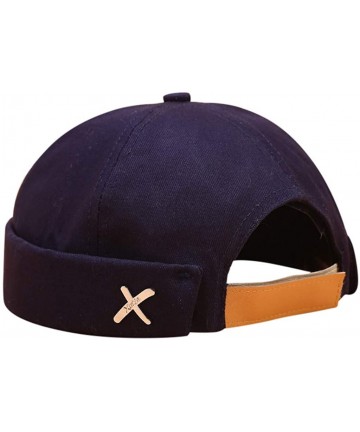 Baseball Caps Fashion Docker Leon Harbour Mechanic Hat Watch Cap Breathable Retro Brimless Beanie Hat Unisex - Navy - CW18U09...