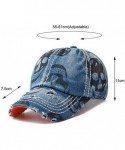 Baseball Caps Casual Denim Baseball Cap with Skull Printing Adjustable Hat Caps for Men Women Unisex-Teens - 13bk - CO182XM5T...