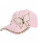 Baseball Caps Women's Bling Rhinestone Butterfly Baseball Cap Adjustable Hip Hop Hat - Light Pink - CV18GG3839G $14.92