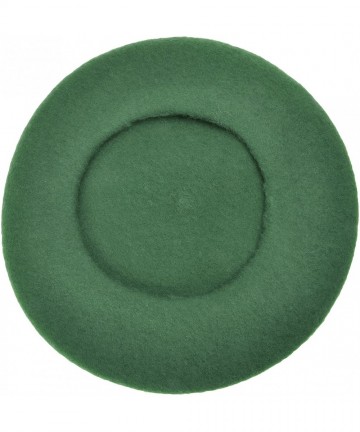 Berets Wool French Beret Hat Solid Color Beret Cap for Women Girls - Green - CX18E2O2NEA $18.21