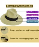 Fedoras Sun Straw Fedora Beach Hat Wide Brim Panama Hat for Both Women and Men UPF50+ - Ivory - CL18WZH446Q $16.12