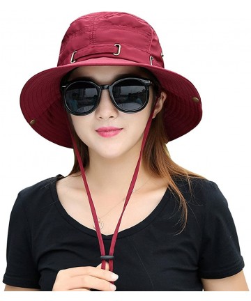 Sun Hats Summer Sun Men/Women Wide Brim UV Beach Caps Sports Fishing Hats - Red - CL1843QCAYN $23.22
