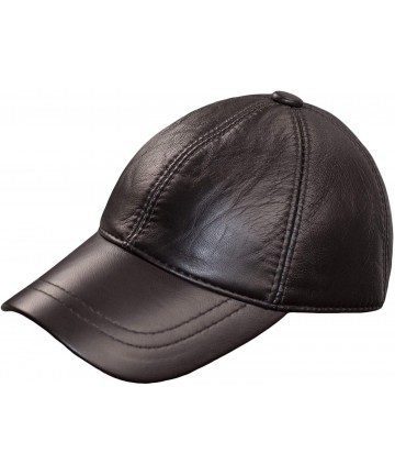 Baseball Caps Leather Baseball Cap Genuine Leather Peak Hat Unisex Trucker Hiphop - Dark Brown - CD18NAZ6I0R $53.48