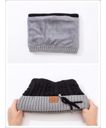 Skullies & Beanies Unisex Cozy Knit Beanie with Fuzzy Pom and Soft Stretch Scarf Set - Thin Mellow Pattern - CM18Y0E6I9S $13.61