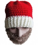 Skullies & Beanies Unisex Christmas Winter Knitted Crochet Beanie Santa Hat with Beard Foldaway Bearded Caps - Brown - CG128Q...
