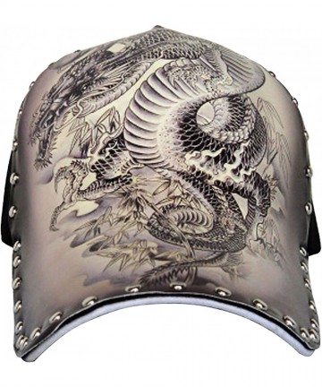 Baseball Caps Women/Mens Dragon Tattoo Adjustable Cap Punk Rock Rivet Hip Hop Baseball Hat Black - CX1897R8Y26 $35.90
