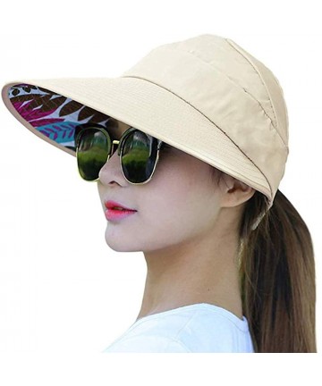 Sun Hats Sun Hats Women Large Wide Brim UV Protection Summer Beach Packable Visor - Beige - C818Q8ELZ83 $13.71