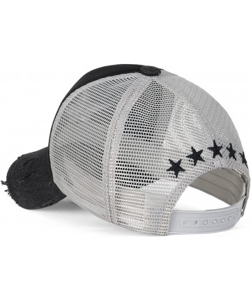 Baseball Caps Star Embroidery tri-Tone Trucker Hat Adjustable Cotton Baseball Cap - Black - CV12N3562IT $33.20