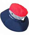 Sun Hats Women's Outdoor Sun Protection Wide Brim Mesh Fishing Hat Bucket Hat with Ponytails - Red - CA18G2QRELG $15.15