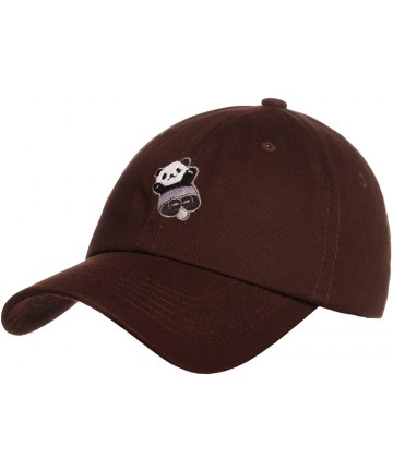 Baseball Caps Embroidery Classic Cotton Baseball Dad Hat Cap Various Design - Panda Dark Brown - CS12N8OQYR1 $12.64