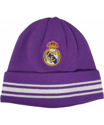 Skullies & Beanies Real Madrid FC Knit Beanie 2016 Winter Skull Cap - Purple/Cuffed - CY12NQY932A $13.77