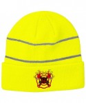 Skullies & Beanies Custom Reflective Beanie Fire Fighter Rescue Logo Embroidery Acrylic - Neon Yellow - CU18ZTT63ZU $26.08