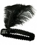 Headbands Women's Feather 1920s Headpiece Shining Sequins Party Headband - Black - CI12KHEBQHL $9.79