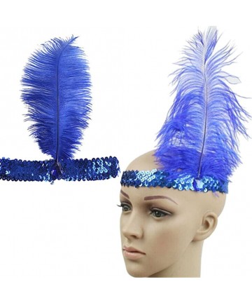 Headbands Women's Feather 1920s Headpiece Shining Sequins Party Headband - Black - CI12KHEBQHL $9.79