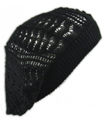 Berets Crochet Beanie Hat Knit Beret Skull Cap Tam - Black - CZ11GLEEK9X $13.17