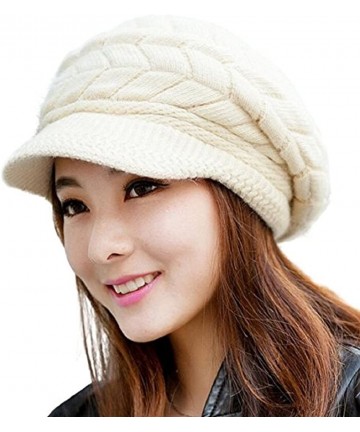 Skullies & Beanies Fashion Womens Winter Warm Flower Knit Crochet Beanie Hat Cap Beret - C - CC12O3RCLX4 $14.67