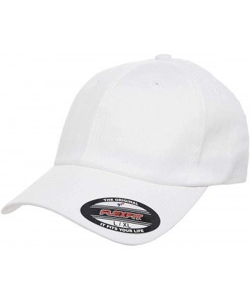 Baseball Caps Flexfit Cotton Twill Dad Hat - Low Profile- Stretch Fit Ballcap w/Hat Liner - White - CT18H0N0URX $19.32