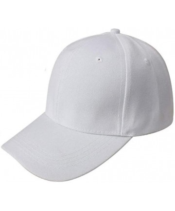Baseball Caps Caps- Fashion Unisex Solid Color Blank Snapback Baseball Cap Hip Hop Hats - White - CJ12DZ0JMYX $11.89