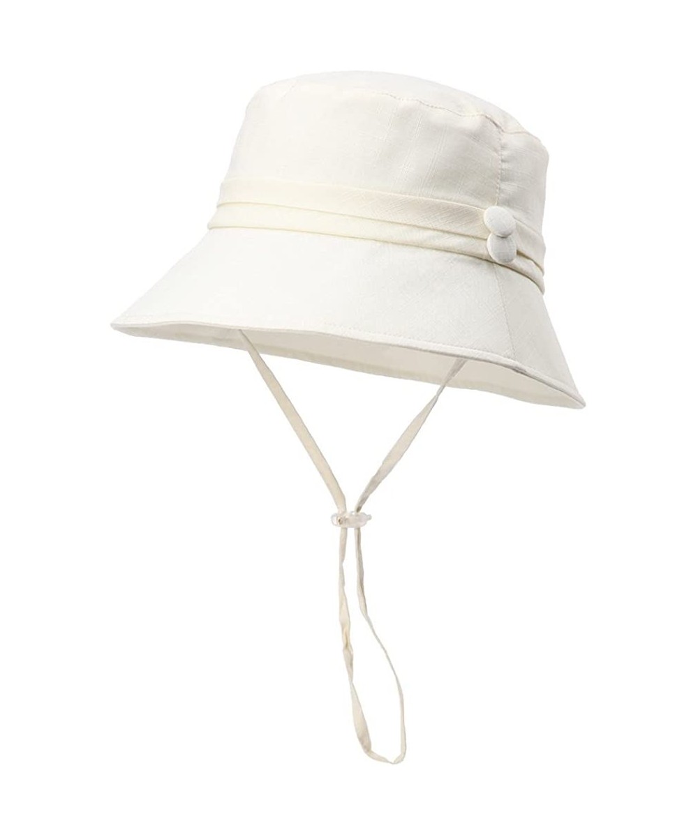 Sun Hats Bucket Cord Sun Summer Beach Hat Wide Brim for Women Foldable UPF 50+ - 89024_beige - CO17YX7QR5R $28.04