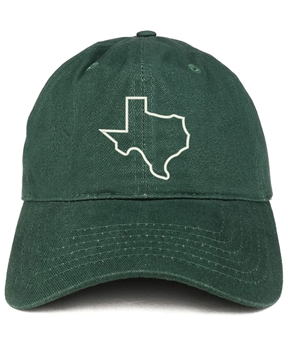 Baseball Caps Texas State Outline Embroidered Brushed Cotton Dad Hat Cap - Hunter - CU185HQMM0H $24.43
