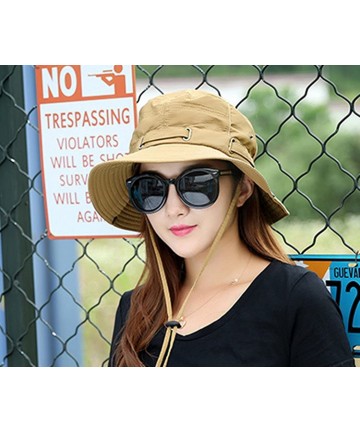 Sun Hats Summer Sun Men/Women Wide Brim UV Beach Caps Sports Fishing Hats - Yellow - CG1843OX8GX $18.64