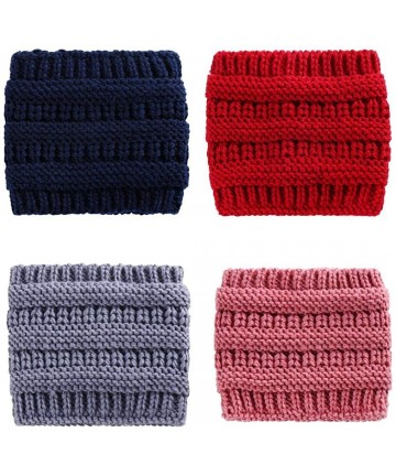 Skullies & Beanies Unisex Fashion Bun Ponytail Soft Stretch Winter Beanie Tail Hat Hats & Caps - Wine Red - CX18A8TGWMC $15.23