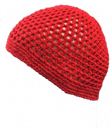 Skullies & Beanies 100% Cotton Weave Muslim Beanie Kufi Skull Cap Hats -One Size Fit Most - Red - CZ18H4MHI0D $12.74
