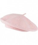 Berets Wool Blend French Beret for Men and Women in Plain Colours - Pink - CN12NH6UDMG $15.42