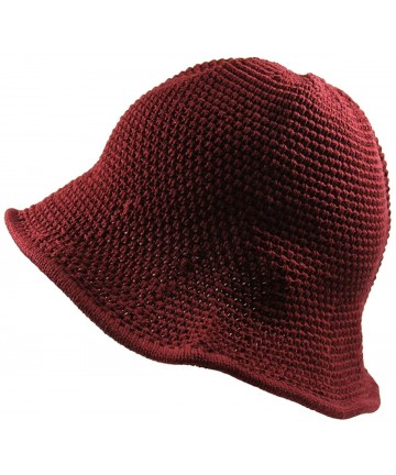 Sun Hats Knitted Crochet Fordable Hat with Flexible Wire Brim - Burgundy - C1184QO4OAL $32.53