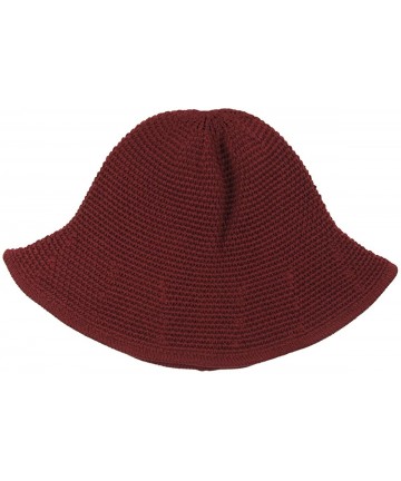 Sun Hats Knitted Crochet Fordable Hat with Flexible Wire Brim - Burgundy - C1184QO4OAL $32.53