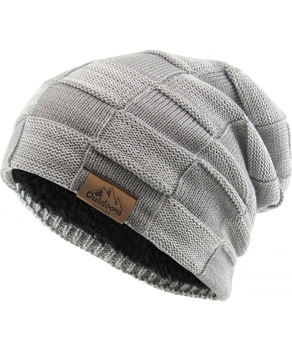 Skullies & Beanies Super Warm Slouchy Fleeced Long Beanie Warm Fur Lined Winter Knit Hat Thick Skull Cap - C018GL928CD $15.33