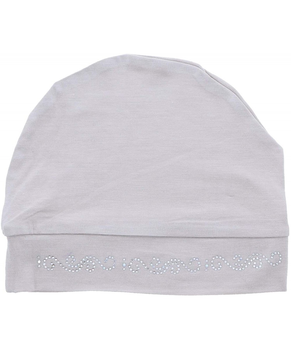 Skullies & Beanies Womens Soft Sleep Cap Comfy Cancer Hat with Rhinestone Swirly Chain Applique - Beige - CA18QQKNZRE $27.96