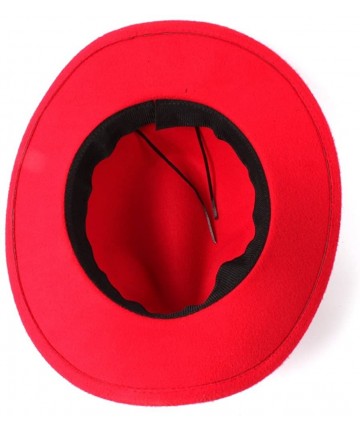Cowboy Hats Fashion Women Men Western Cowboy Hat with Roll Up Brim Felt Cowgirl Sombrero Caps - Red - C018DAYNZZ9 $28.55