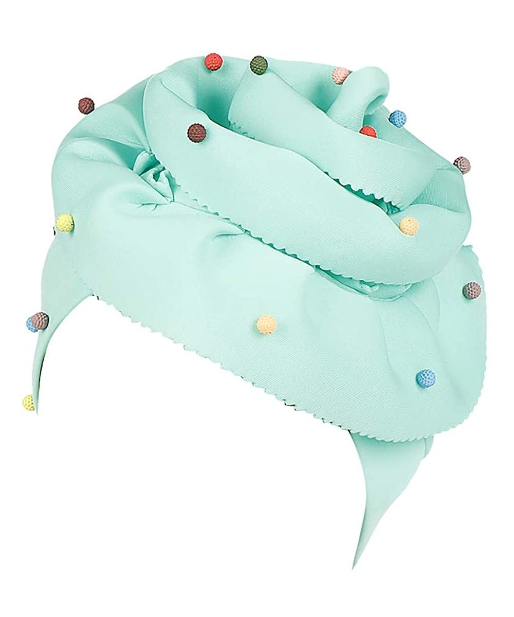 Skullies & Beanies Women Cotton Wrap Cap - India Floral Hat Muslim Chemo Beanie Hats - Green - CB18QY5LYMG $17.88