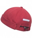 Skullies & Beanies Unisex Beanie Cotton Docker Brimless Hat Rolled Cuff Harbour Hat with Drawstring - Red - C0193W2MZE0 $29.43