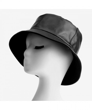 Bucket Hats Reversible Bucket Hats for Women- Trendy Cotton Twill Canvas Leather Sun Fishing Hat Fashion Cap Packable - CA195...