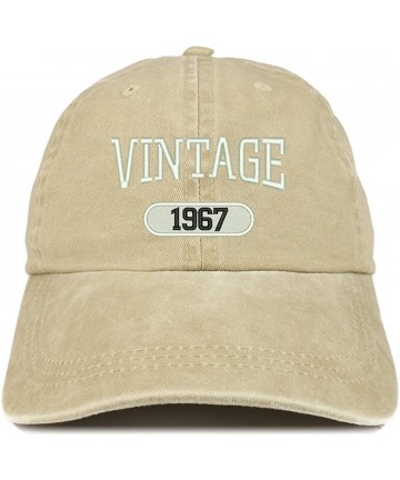 Baseball Caps Vintage 1967 Embroidered 53rd Birthday Soft Crown Washed Cotton Cap - Khaki - CO180WXG070 $27.14