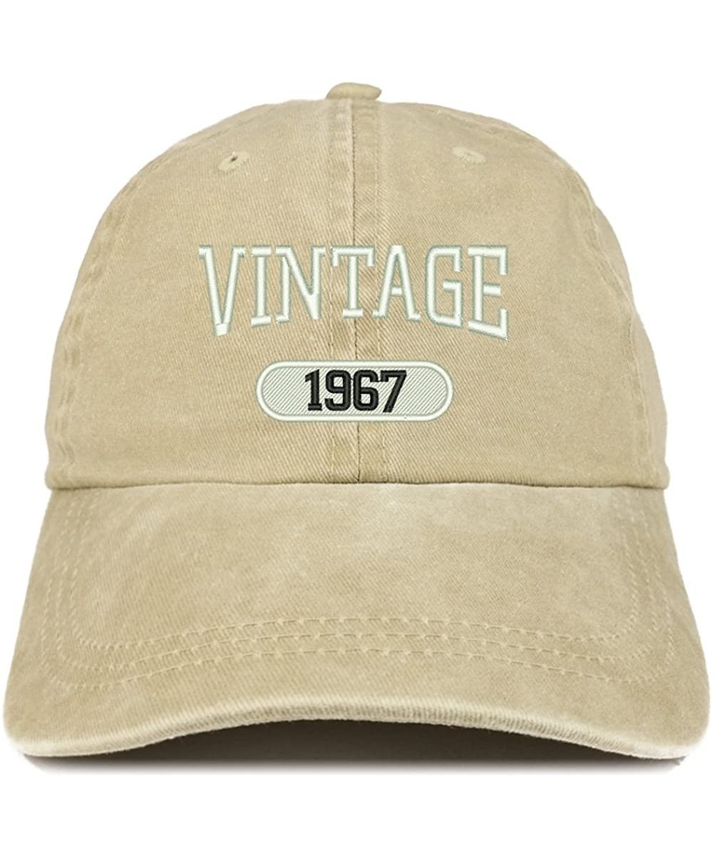 Baseball Caps Vintage 1967 Embroidered 53rd Birthday Soft Crown Washed Cotton Cap - Khaki - CO180WXG070 $27.14