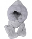 Skullies & Beanies Ladies Faux Fur Winter Warm Fluffy Hood Scarf Hat Snood Pocket Hats Gloves - Gray - CH18L9QELHR $21.43