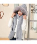 Skullies & Beanies Ladies Faux Fur Winter Warm Fluffy Hood Scarf Hat Snood Pocket Hats Gloves - Gray - CH18L9QELHR $21.43