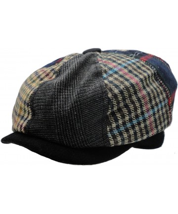 Skullies & Beanies Men's Wool Blend Applejack Houndstooth Plaid Ivy Newsboy Hat - Multi-brown - CK185QMTA4R $19.50