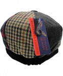Skullies & Beanies Men's Wool Blend Applejack Houndstooth Plaid Ivy Newsboy Hat - Multi-brown - CK185QMTA4R $15.28
