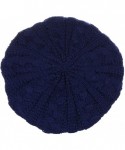 Berets Womens Winter Cozy Cable Fleece Lined Knit Beret Beanie Hat (Set Available) - Navy Cable - C318K0IZR9T $24.42