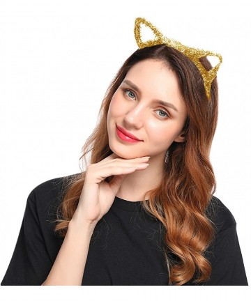 Headbands Girls Ladies Cat Fox Cute LED Flash Animal Ears Cosplay Headband Halloween Cosplay Party Costume - Golden - CU18GRI...