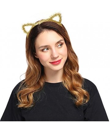 Headbands Girls Ladies Cat Fox Cute LED Flash Animal Ears Cosplay Headband Halloween Cosplay Party Costume - Golden - CU18GRI...